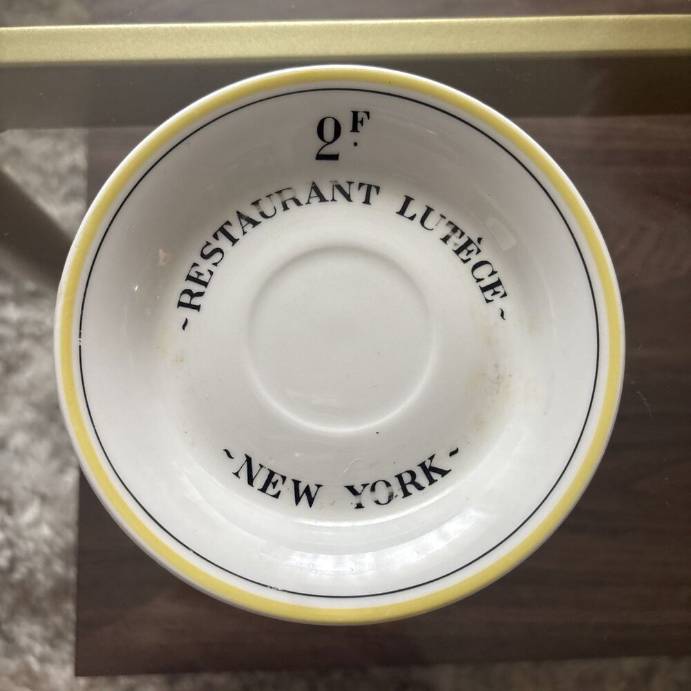 Lutece Restaurant New York City Tip Trinket Dish 2F Andre Soltner Yellow Rim 5"